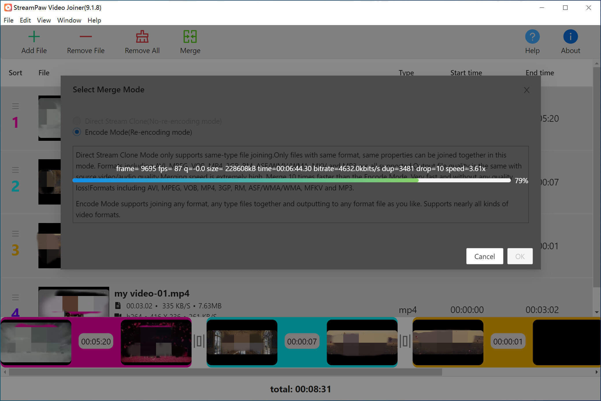 start merging video files